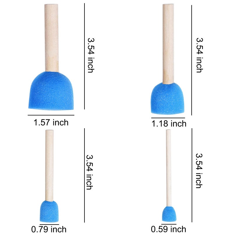 WAFJAMF 20 Pcs Assorted Size Round Sponges Brush Set, 4 Size DIY Paint Tools for Kids - Blue - Image 2